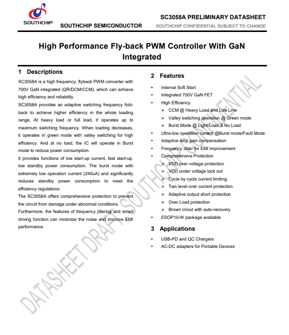 墙充PD 快充100W-120W-150W （南芯SC3058A+SC3503+SC2151A套片）解决方案
