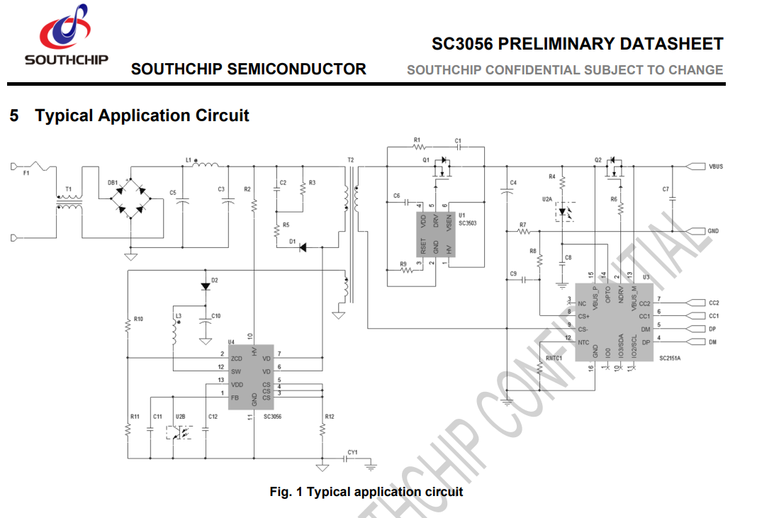 墙充PD 快充33W-45W（南芯SC3056+SC3503+SC2151A套片）解决方案